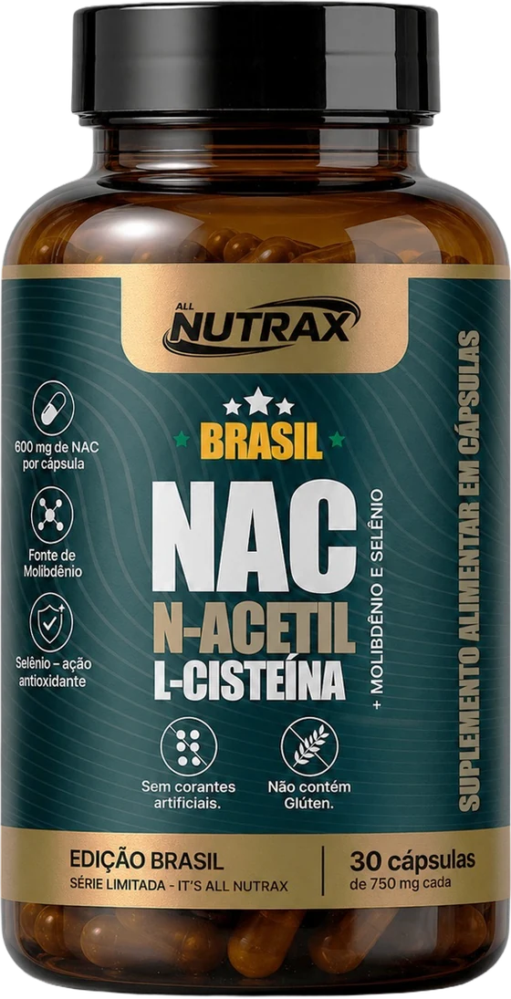 Frasco de NAC N-Acetil L-Cisteína com 30 cápsulas